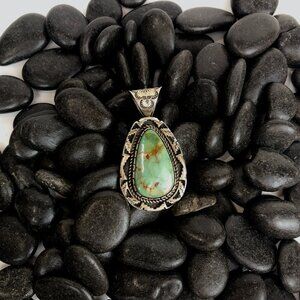 Navajo Arts and Crafts Guild Sterling Silver Royston Turquoise Pendant Vintage